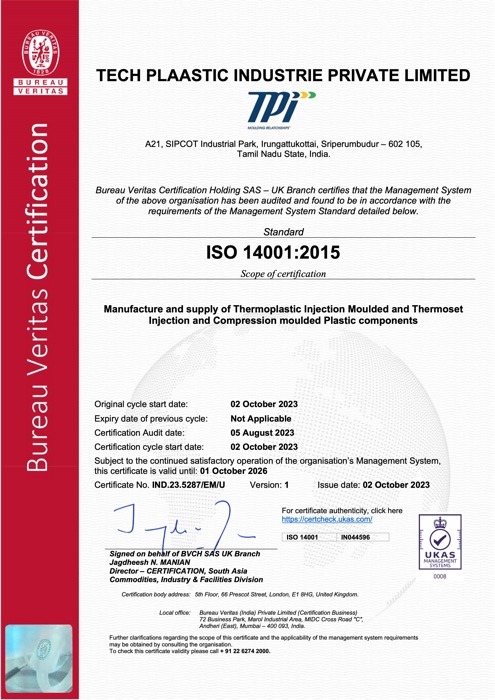 ISO 14001 certificate